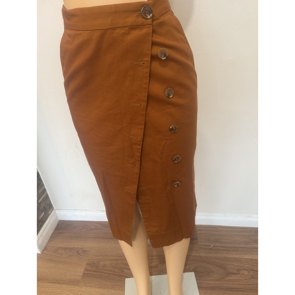 & OTHER STORIES Paris Atelier Women's Brown Button-Up Straight Midi Skirt SZ‎ 4